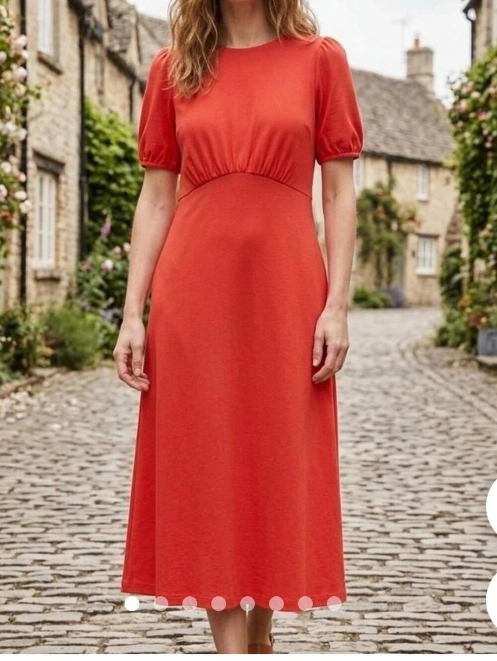 Boden Red Puff Sleeve Dress 16R
